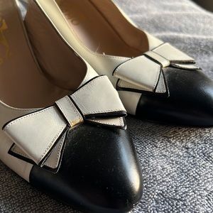 Ferragamo slingbacks black and white leather